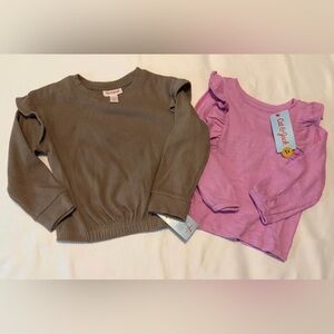 Cat & Jack Toddler Girl Ribbed Long Sleeve Tops 2T Pink & Brown NWT